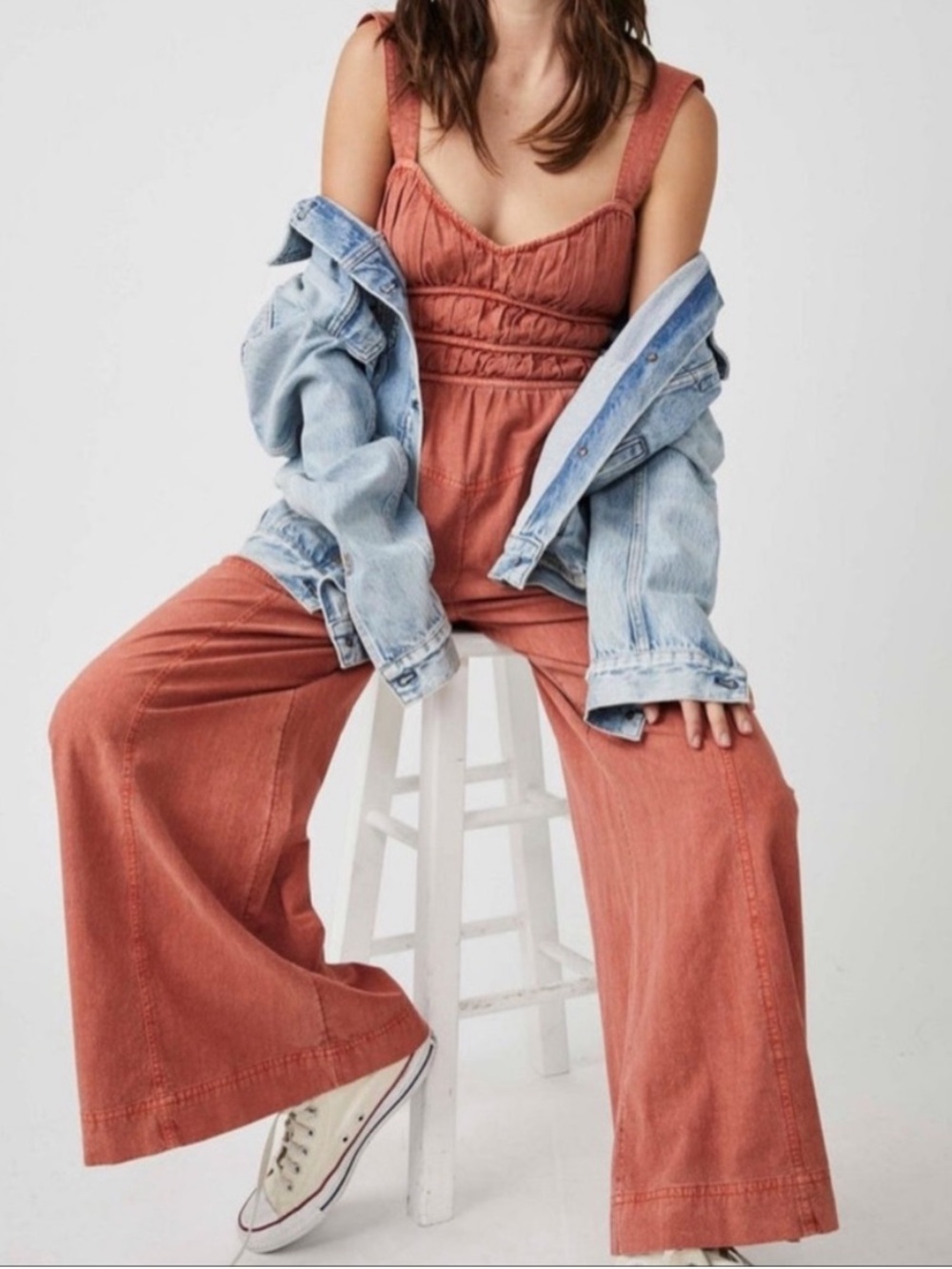 Free People After All Rouched One Piece Jumpsuit in Cinnamon Girl Size XS